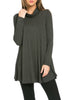 Long Sleeve Cowl Neck A-Line Tunic Dress - BodiLove | 30% Off First Order - 39