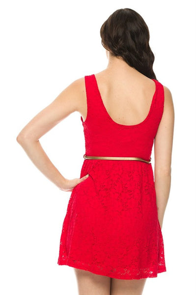 Belted Fit & Flare Lace Cocktail Dress – BodiLove Fashion Store