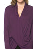 Long Sleeve Criss Cross Drape Front Top - BodiLove | 30% Off First Order - 30 | Dark Purple