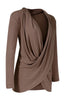 Long Sleeve Criss Cross Drape Front Top - BodiLove | 30% Off First Order - 34 | Mocha