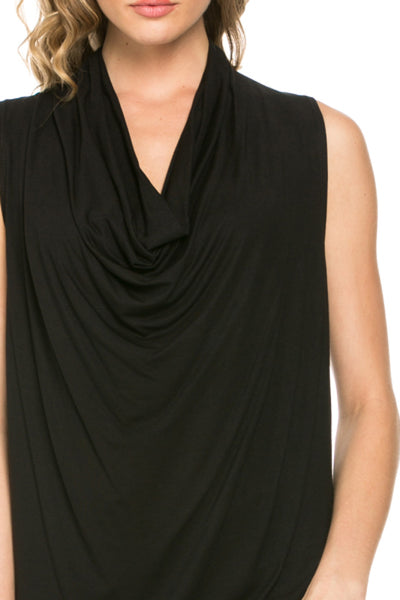 Topshop Maternity plisse sleeveless cowl neck top in black