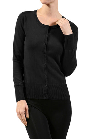 Long Sleeve Scoop Neck Button Up Cardigan