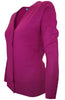 Long Sleeve V-Neck Button Up Cardigan - BodiLove | 30% Off First Order - 57 | Magenta