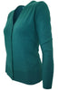 Long Sleeve V-Neck Button Up Cardigan - BodiLove | 30% Off First Order - 73 | Teal