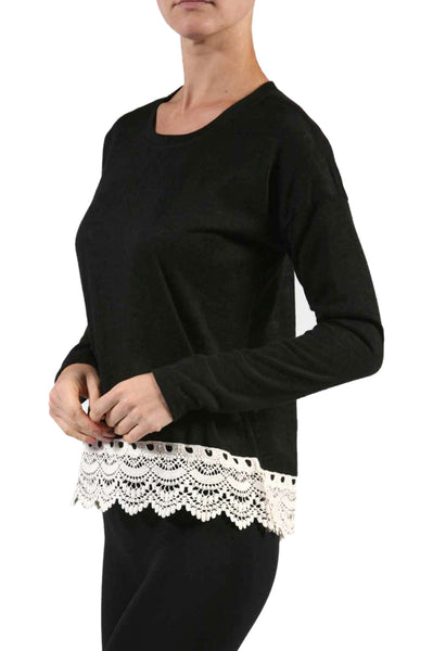 Sweater with lace on sale trim on bottom