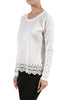 Long Sleeve Sweater With Sheer Lace Trim - BodiLove | 30% Off First Order - 12 | Ivory1
