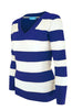 Long Sleeve V-Neck Pullover Cardigan - BodiLove | 30% Off First Order - 4 | Blue & White