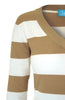 Long Sleeve V-Neck Pullover Cardigan - BodiLove | 30% Off First Order - 12 | Light Brown & White