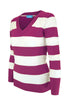 Long Sleeve V-Neck Pullover Cardigan - BodiLove | 30% Off First Order - 13 | Magenta & White