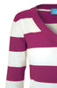 Long Sleeve V-Neck Pullover Cardigan - BodiLove | 30% Off First Order - 15 | Magenta & White