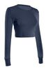 Cropped Long Sleeve Crew Neck Sweatshirt | 30% Off First Order | Navy