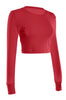 Cropped Long Sleeve Crew Neck Sweatshirt | 30% Off First Order | Red