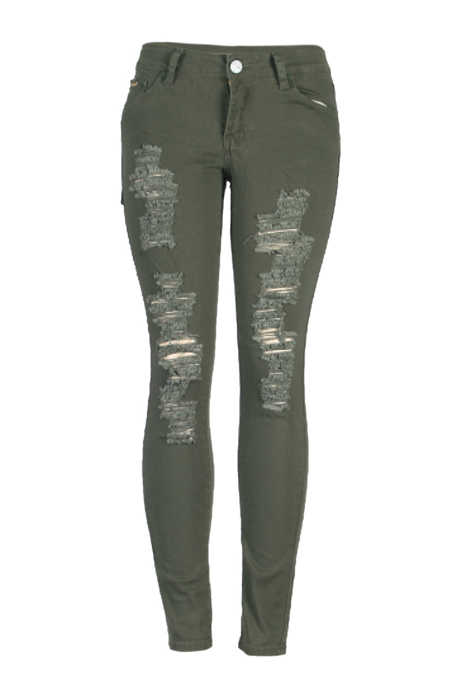 Olive green online distressed jeans