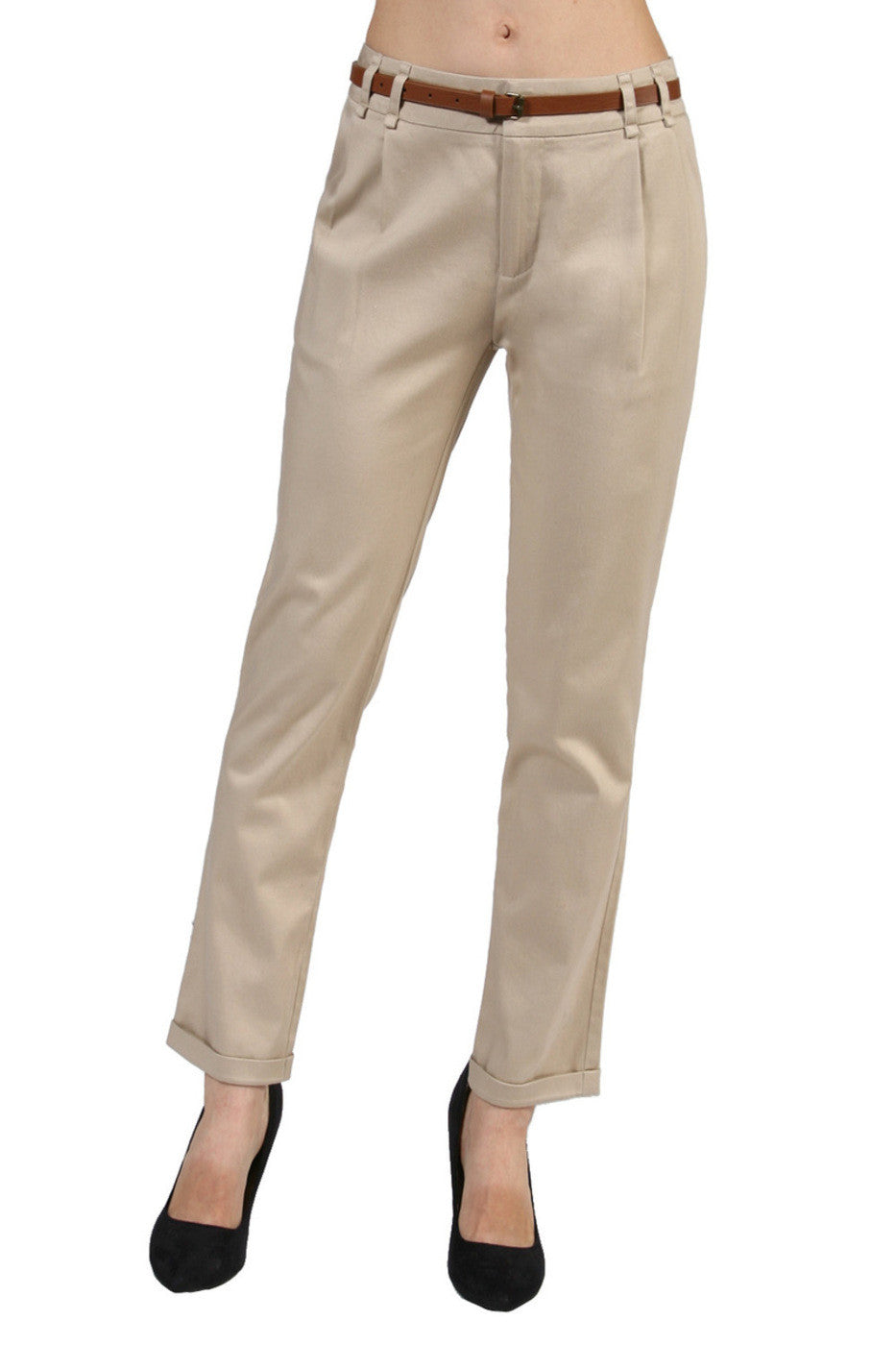 Tailored Professional Dress Pants W Belt BodiLove Fashion Store