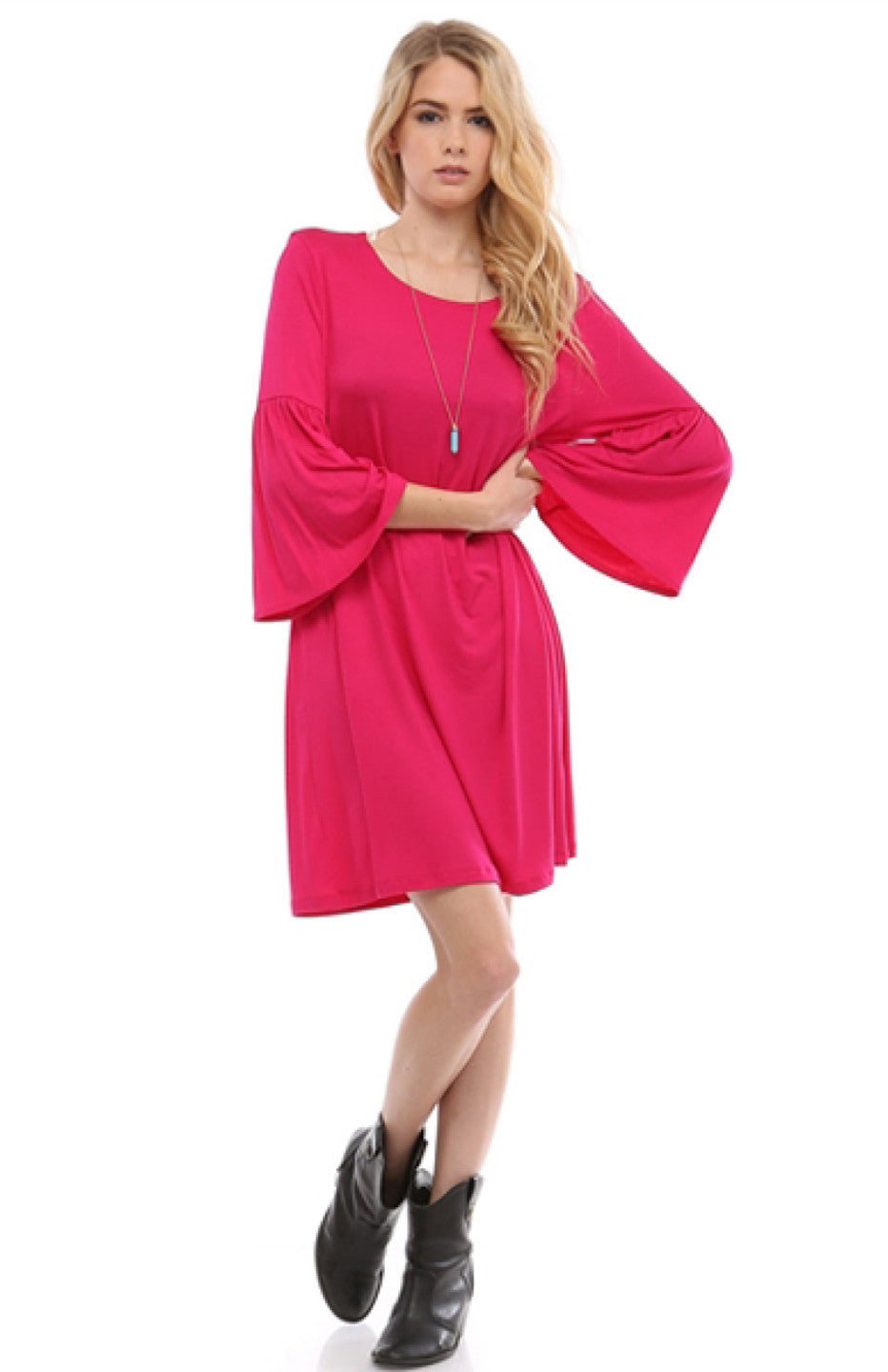 3/4 Bell Sleeve Oversize Tunic Dress – BodiLove Fashion Store