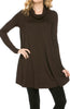 Long Sleeve Cowl Neck A-Line Tunic Dress - BodiLove | 30% Off First Order - 5