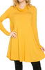 Long Sleeve Cowl Neck A-Line Tunic Dress - BodiLove | 30% Off First Order - 21