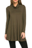 Long Sleeve Cowl Neck A-Line Tunic Dress - BodiLove | 30% Off First Order - 55