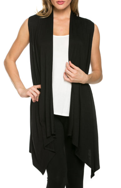 Draped Open Front Jersey Knit Vest - BodiLove | 30% Off First Order
 - 1