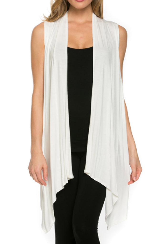 Draped Open Front Jersey Knit Vest - BodiLove | 30% Off First Order
 - 51