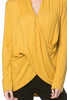 Long Sleeve Criss Cross Drape Front Top - BodiLove | 30% Off First Order - 39 | Mustard