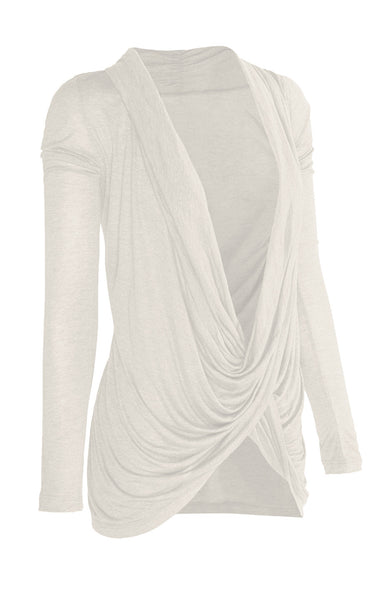Long Sleeve Criss Cross Drape Front Top - BodiLove | 30% Off First Order - 1