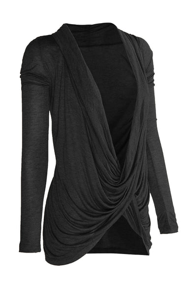 Long Sleeve Criss Cross Drape Front Top – BodiLove Fashion Store