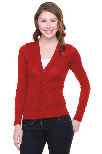 Long Sleeve Button Down Cardigan | 30% Off First Order | Red