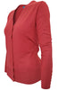 Long Sleeve V-Neck Button Up Cardigan - BodiLove | 30% Off First Order - 45 | Coral