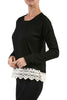 Long Sleeve Sweater With Sheer Lace Trim - BodiLove | 30% Off First Order - 3
