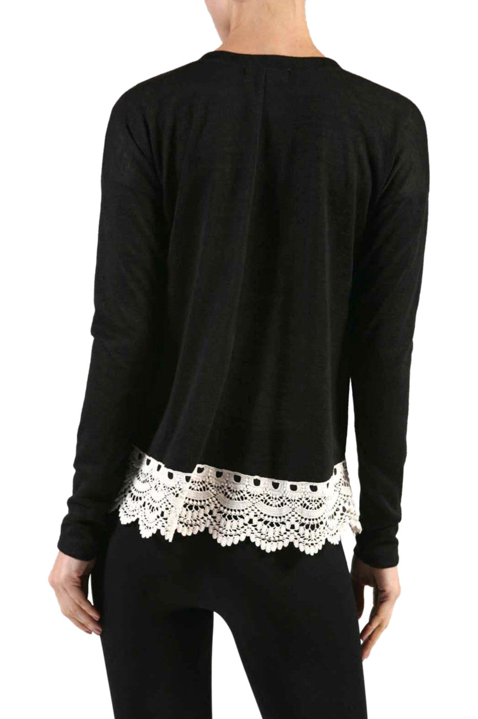 Sweater with lace sales trim on bottom