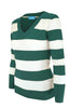 Long Sleeve V-Neck Pullover Cardigan - BodiLove | 30% Off First Order - 34 | Green & White