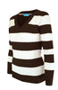 Long Sleeve V-Neck Pullover Cardigan - BodiLove | 30% Off First Order - 42 | Dark Brown & White